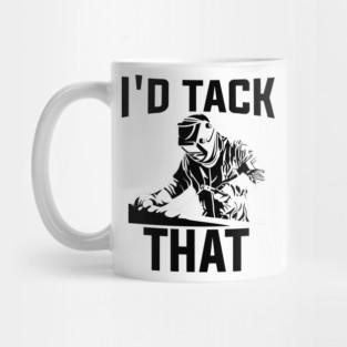 Tailorly White Ceramic 11 oz Mug - Id Tack That Professional Metalwork Craftsman Wearing Protective Helmet Engaged In Precision Welding Task Welder