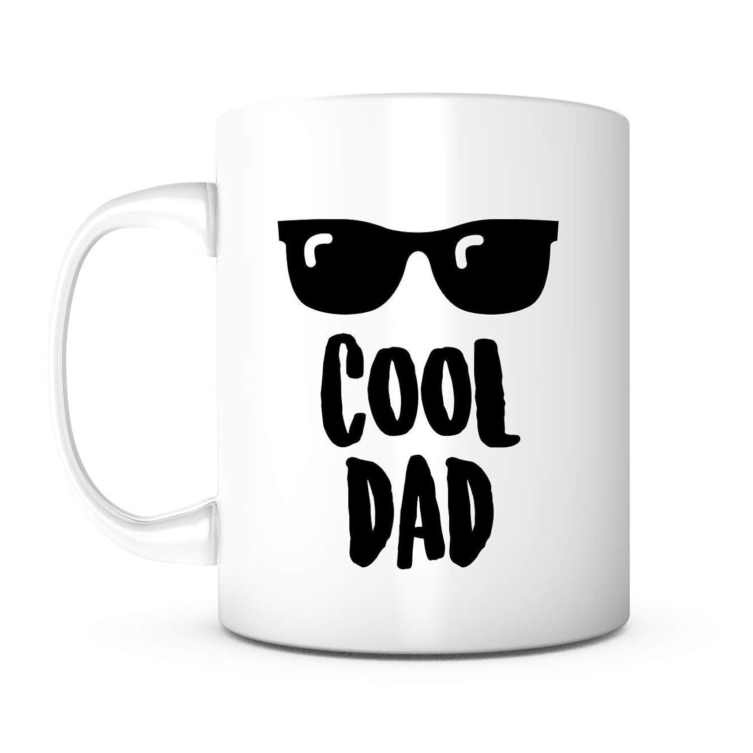 Tailorly White Ceramic 11 oz Mug - Cool Dad Minimalist Black Shades Paired With Bold Hand Drawn Text Sunglasses