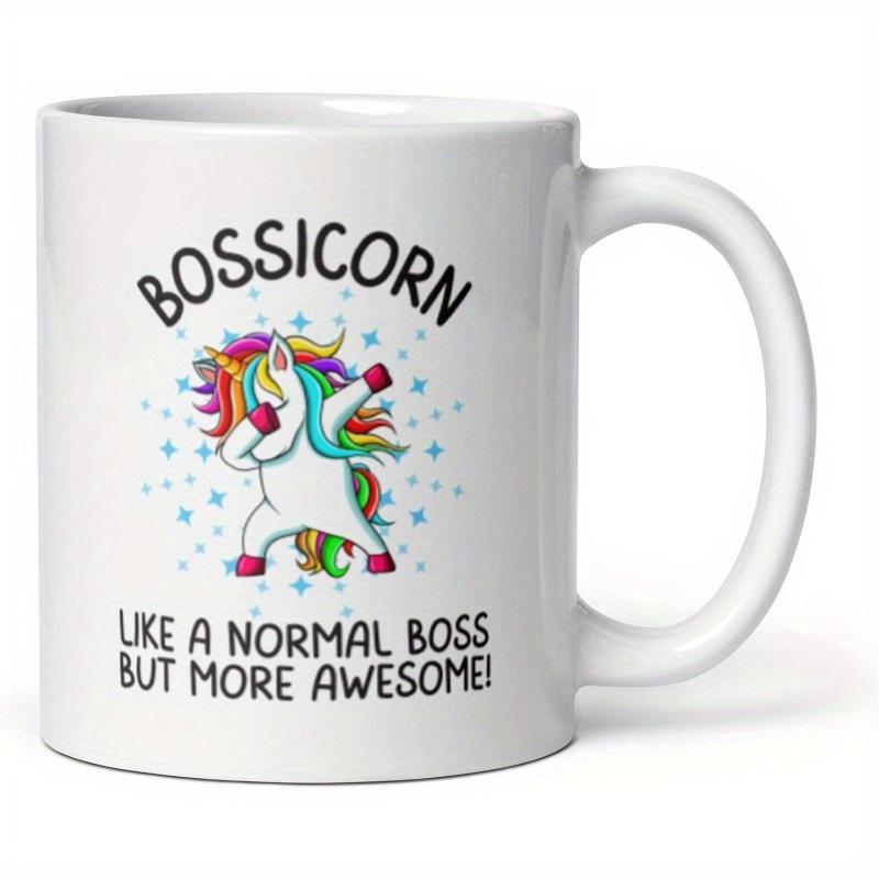 Tailorly White Ceramic 11 oz Mug - Bossicorn Like A Normal Boss But More Awesome Colorful Rainbow Mane Dabbing In A Playful Joyful Way Unicorn