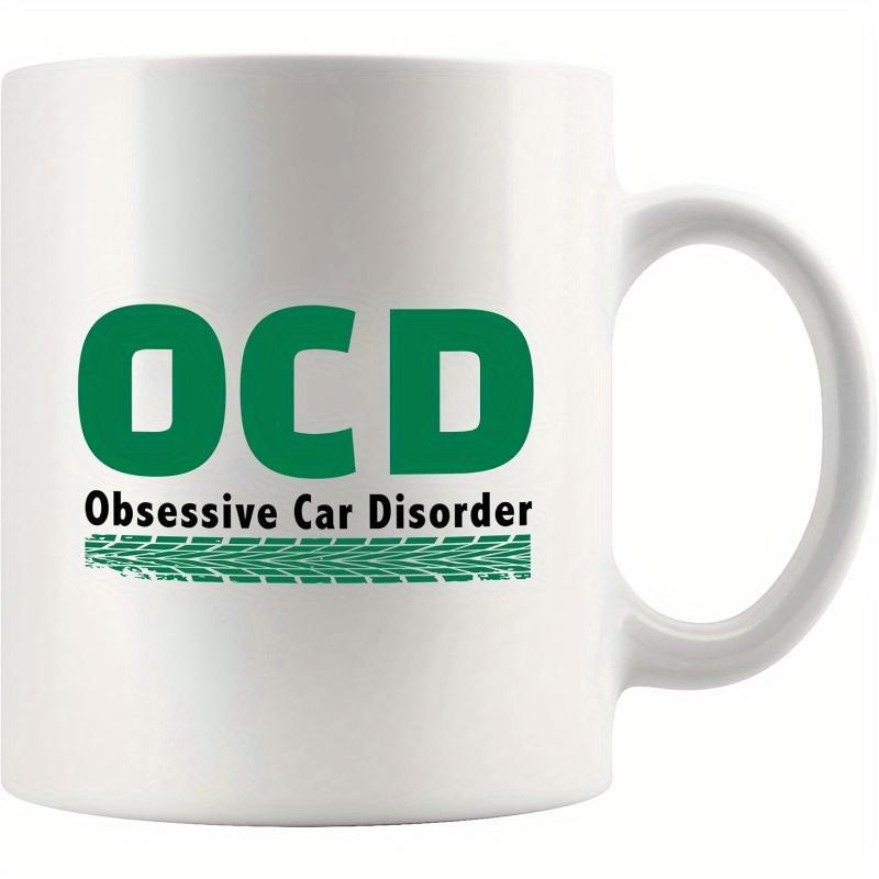 Tailorly White Ceramic 11 oz Mug - Ocd Obsessive Car Disorder Gritty Green Textured Automotive Rubber Tire Print On White Background Tread