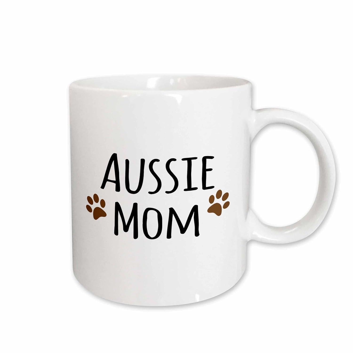 Tailorly White Ceramic 11 oz Mug - Aussie Mom Two Tiny Brown Paw Prints Placed Beside Elegant Minimalist Text Mug