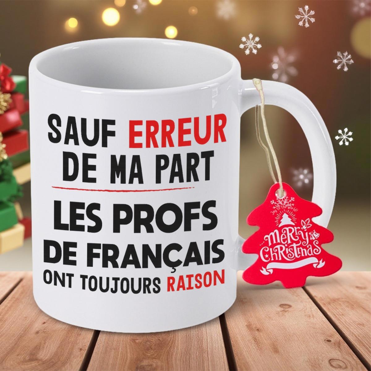 Tailorly White Ceramic 11 oz Mug - Merry Christmas Elegant White Ceramic Coffee Cup Featuring French Text Over Rustic Wooden Table Mug