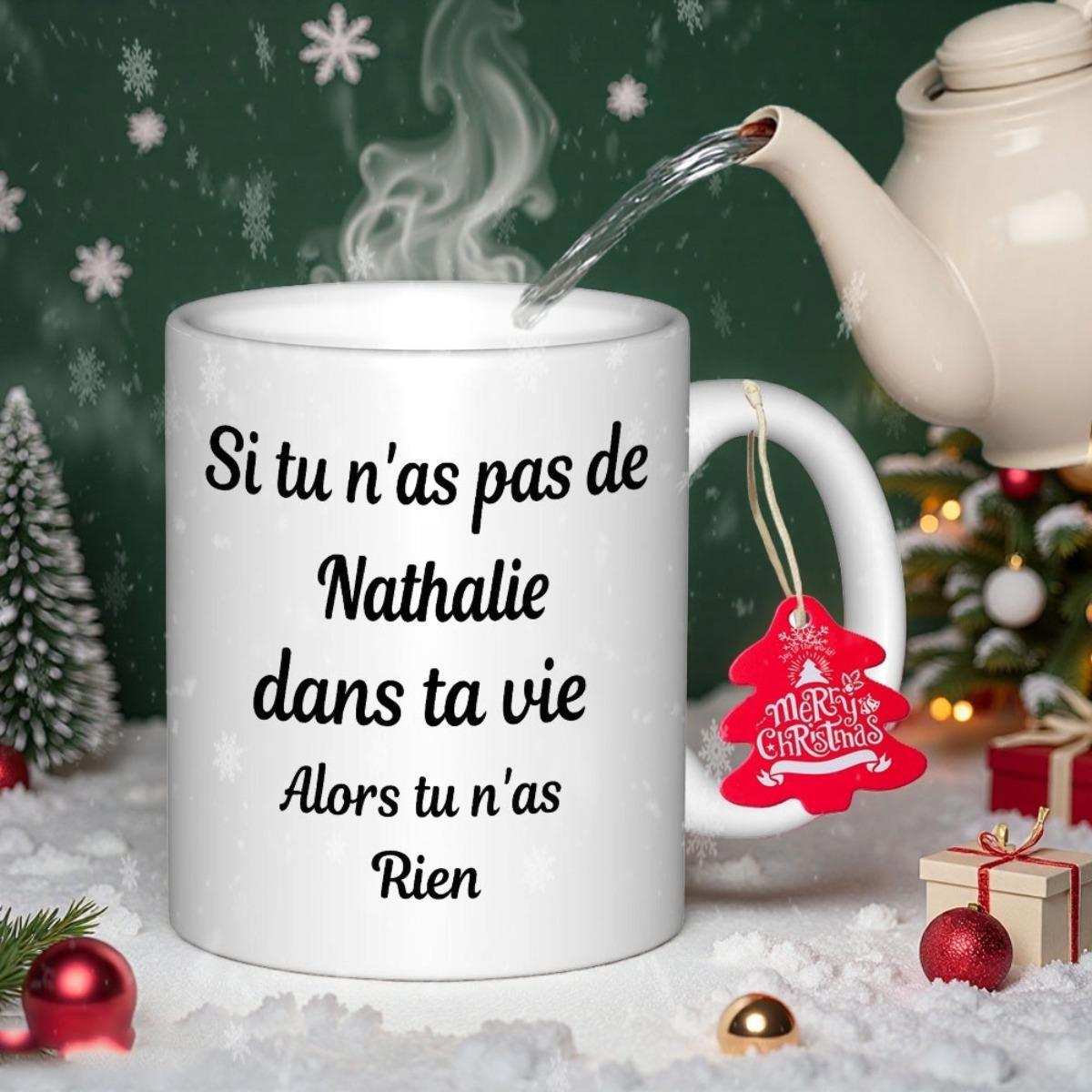 Tailorly White Ceramic 11 oz Mug - Merry Christmas Festive Winter Scene Featuring Steam Rising Above A