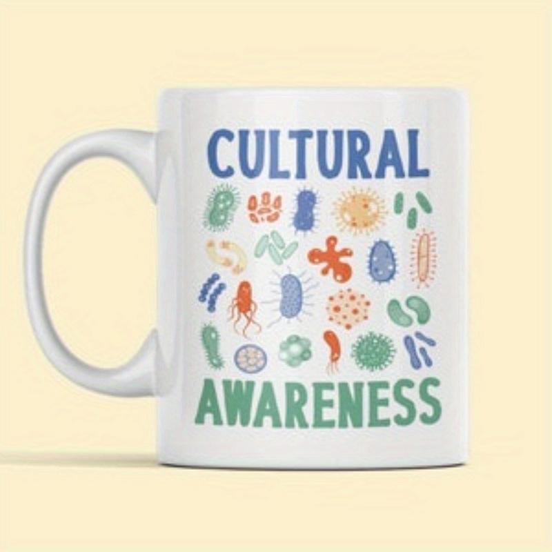 Tailorly White Ceramic 11 oz Mug - Cultural Awareness Vibrant Scientific Microbes And Colorful Bacteria Within A Laboratory Microbe
