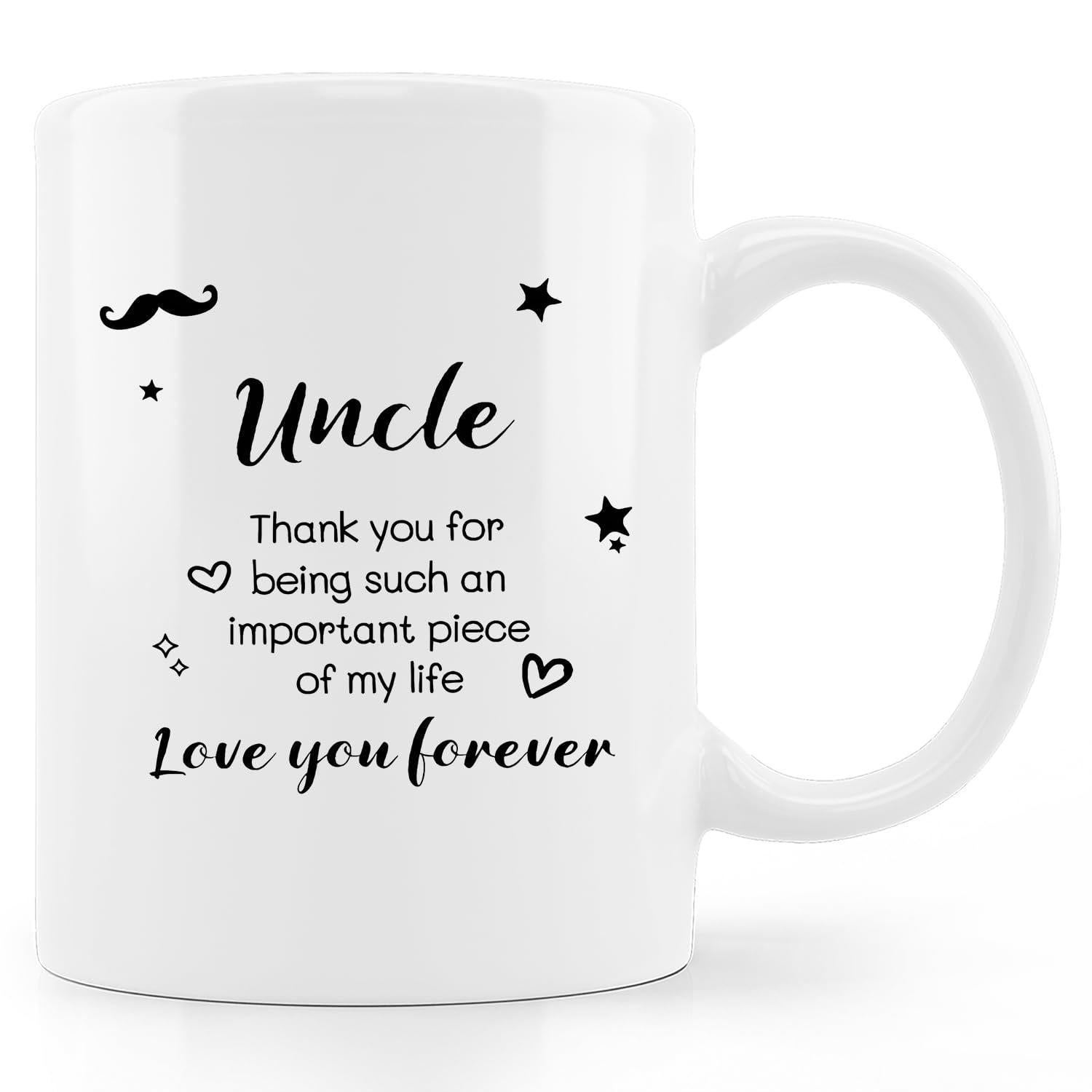 Tailorly White Ceramic 11 oz Mug - Uncle Thank You For Being Such An Important Piece Of My Life Love You Forever Minimalist Hearts And Stars With A Classic