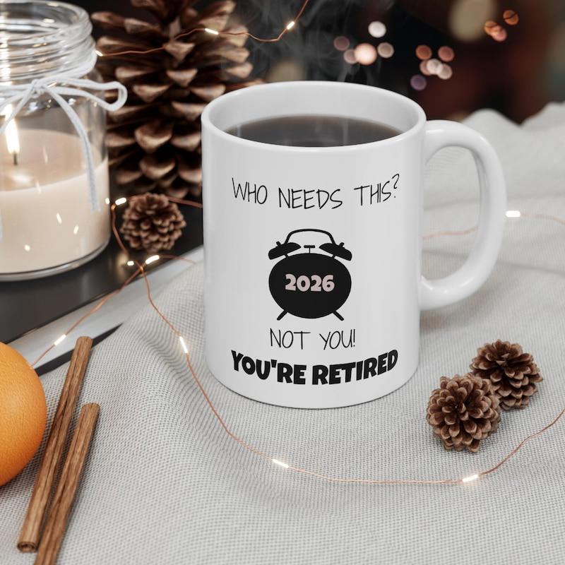 Tailorly White Ceramic 11 oz Mug - Who Needs This 2026 Not You You're Retired Minimalist Black Silhouette Of A Classic Twin Bell Ringing Alarm Clock
