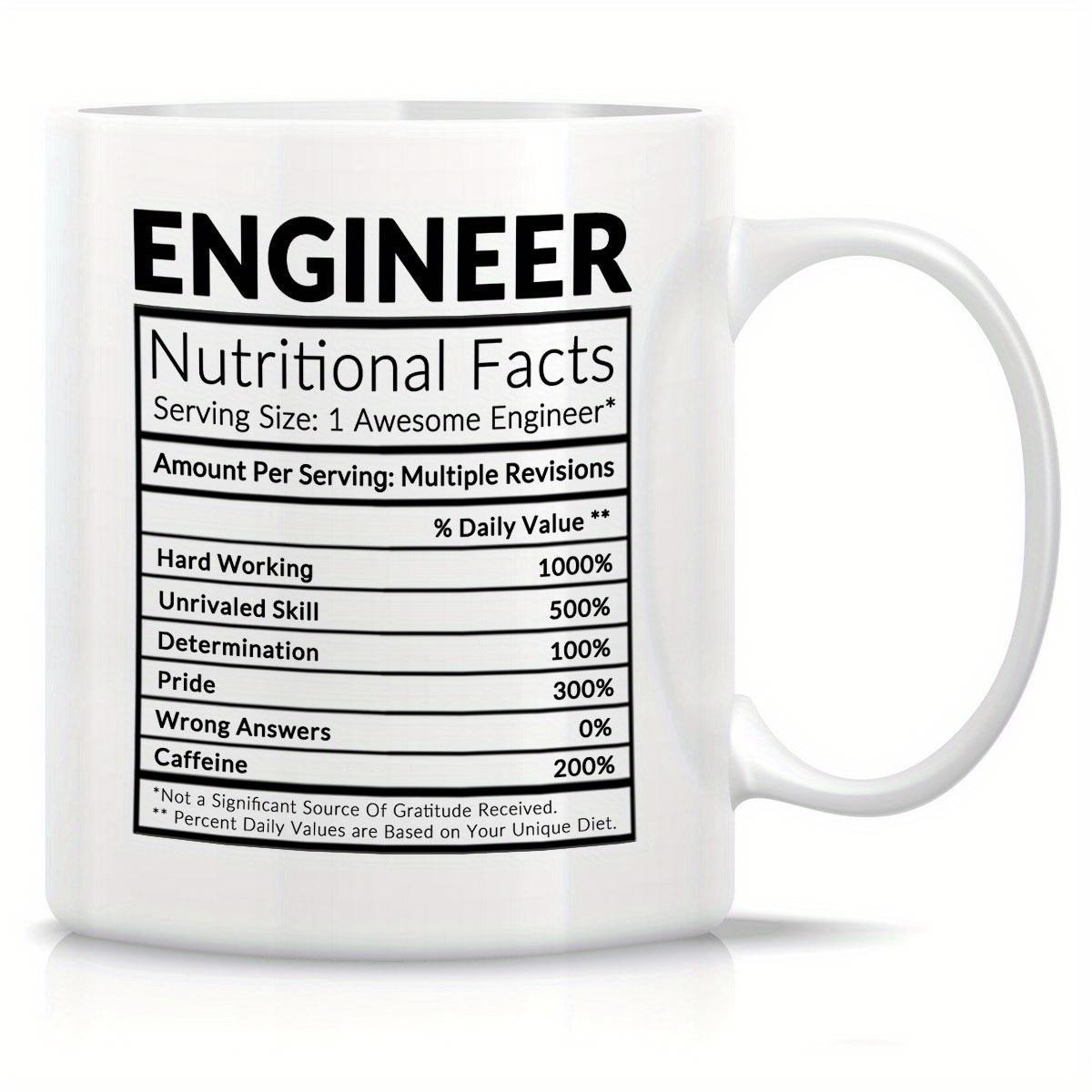Tailorly White Ceramic 11 oz Mug - Engineer Nutritional Facts Minimalist Black And White Layout With Detailed Nutritional Values Professional Mug