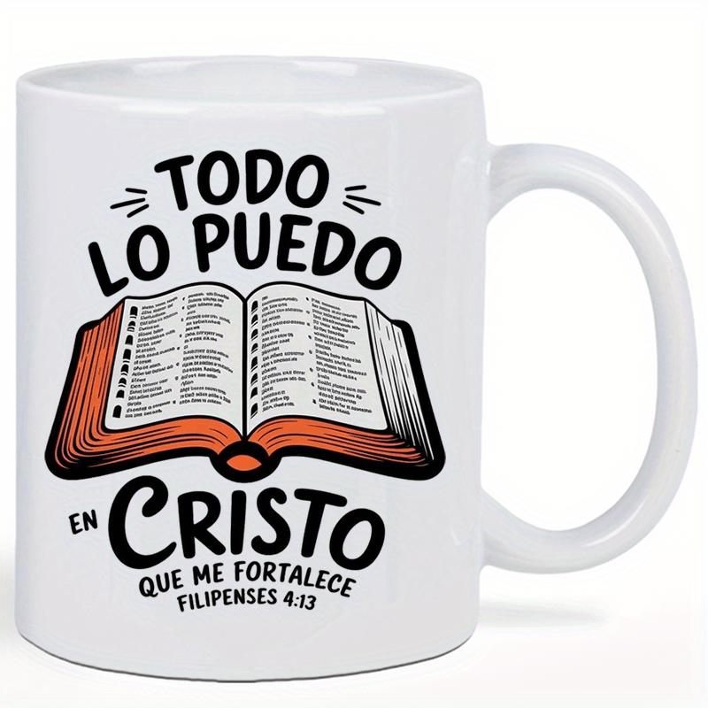Tailorly White Ceramic 11 oz Mug - Vintage Open Sacred Book Featuring Red Edged Pages And Artistic Scripture Bible