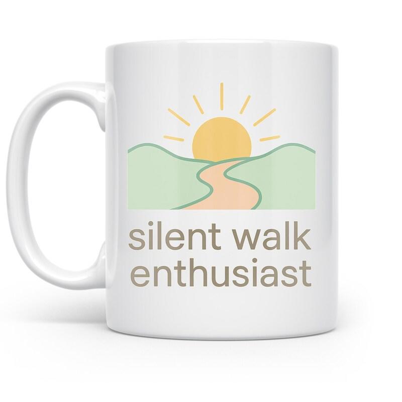 Tailorly White Ceramic 11 oz Mug - Silent Walk Enthusiast Winding Path Through Rolling Green Hills Under Glowing Golden Sun Landscape