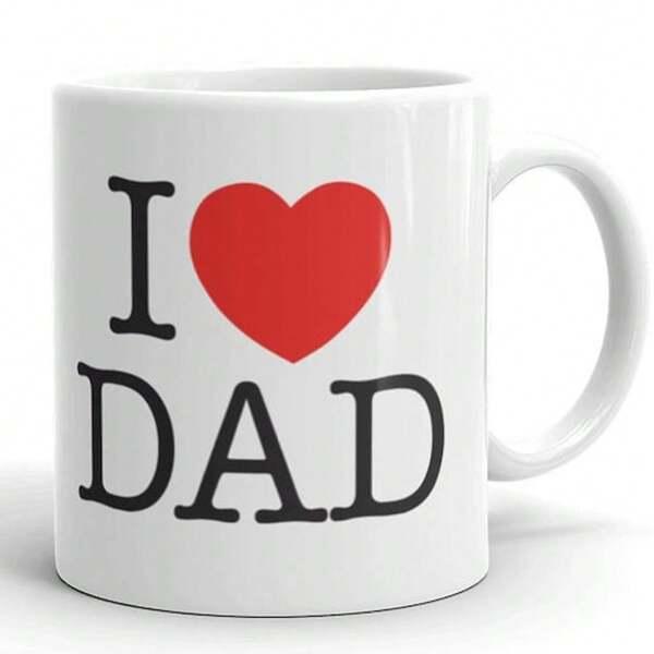 Tailorly White Ceramic 11 oz Mug - I Dad Simple Vibrant Red Heart Printed On A Smooth Surface Mug