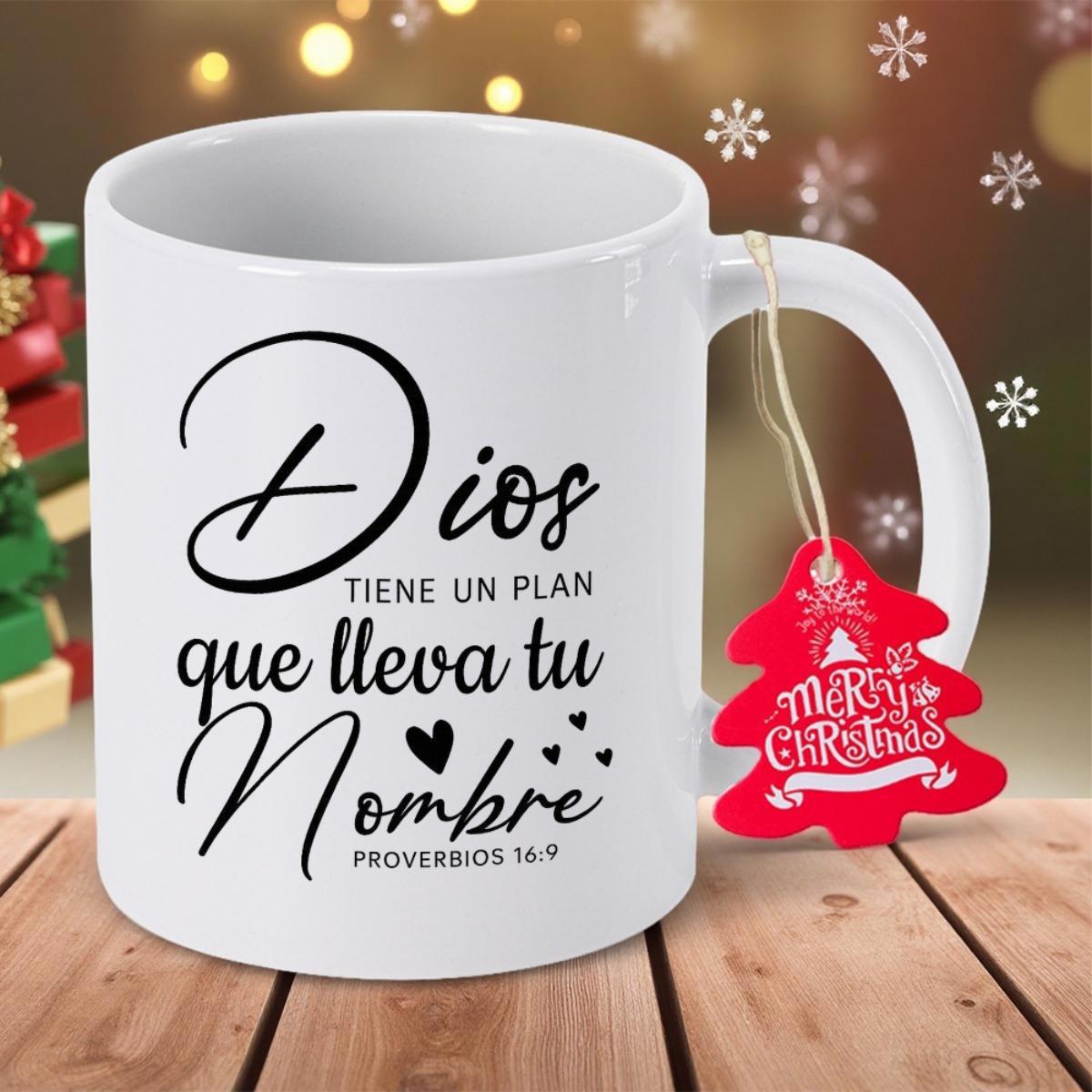 Tailorly White Ceramic 11 oz Mug - Merry Christmas Handwritten Script Style With Delicate Decorative Floating Black Hearts Heart