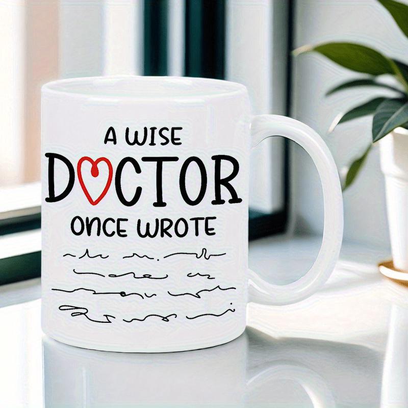 Tailorly White Ceramic 11 oz Mug - A Wise Doctor Once Wrote Featuring Minimalist Scribble Lines And Symbolic Red Heart Mug