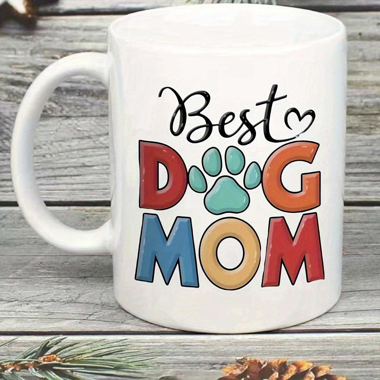 Tailorly White Ceramic 11 oz Mug - Best Dog Mom Vibrant Block Letters With A Charming Teal Animal Paw Print Paw