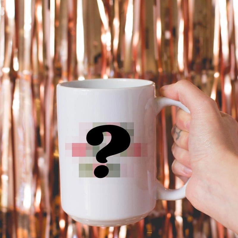 Tailorly White Ceramic 11 oz Mug - Large Bold Black Mystery Symbol Printed On A