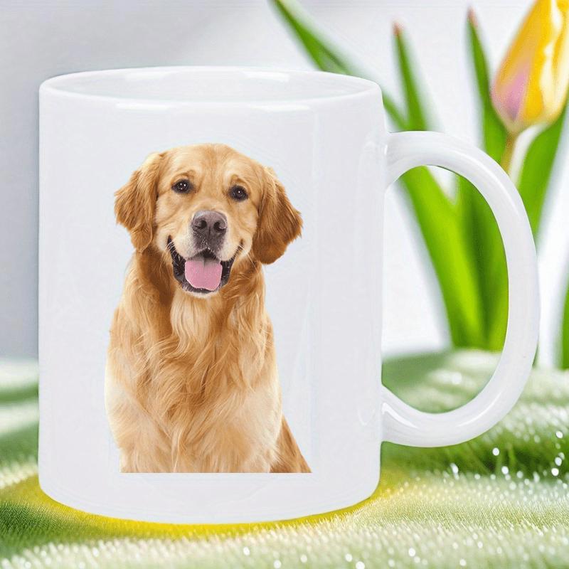 Tailorly White Ceramic 11 oz Mug - Loyal Companion Sitting Happily With A Friendly Smile And Golden Fur Golden Retriever
