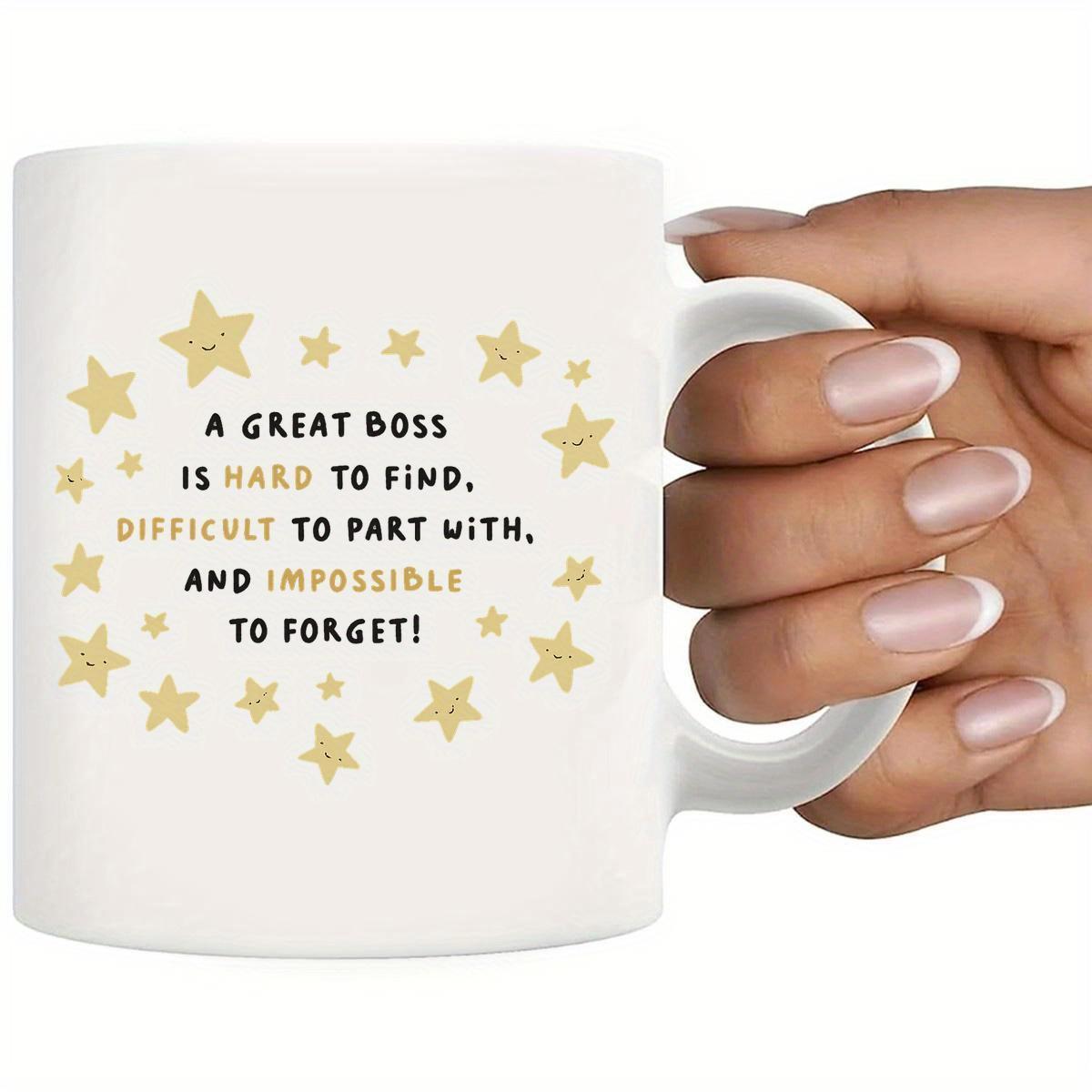 Tailorly White Ceramic 11 oz Mug - A Great Boss Is Hard To Find Difficult To Part With And Impossible To Forget Golden Twinkling Celestial Bodies Arranged In A