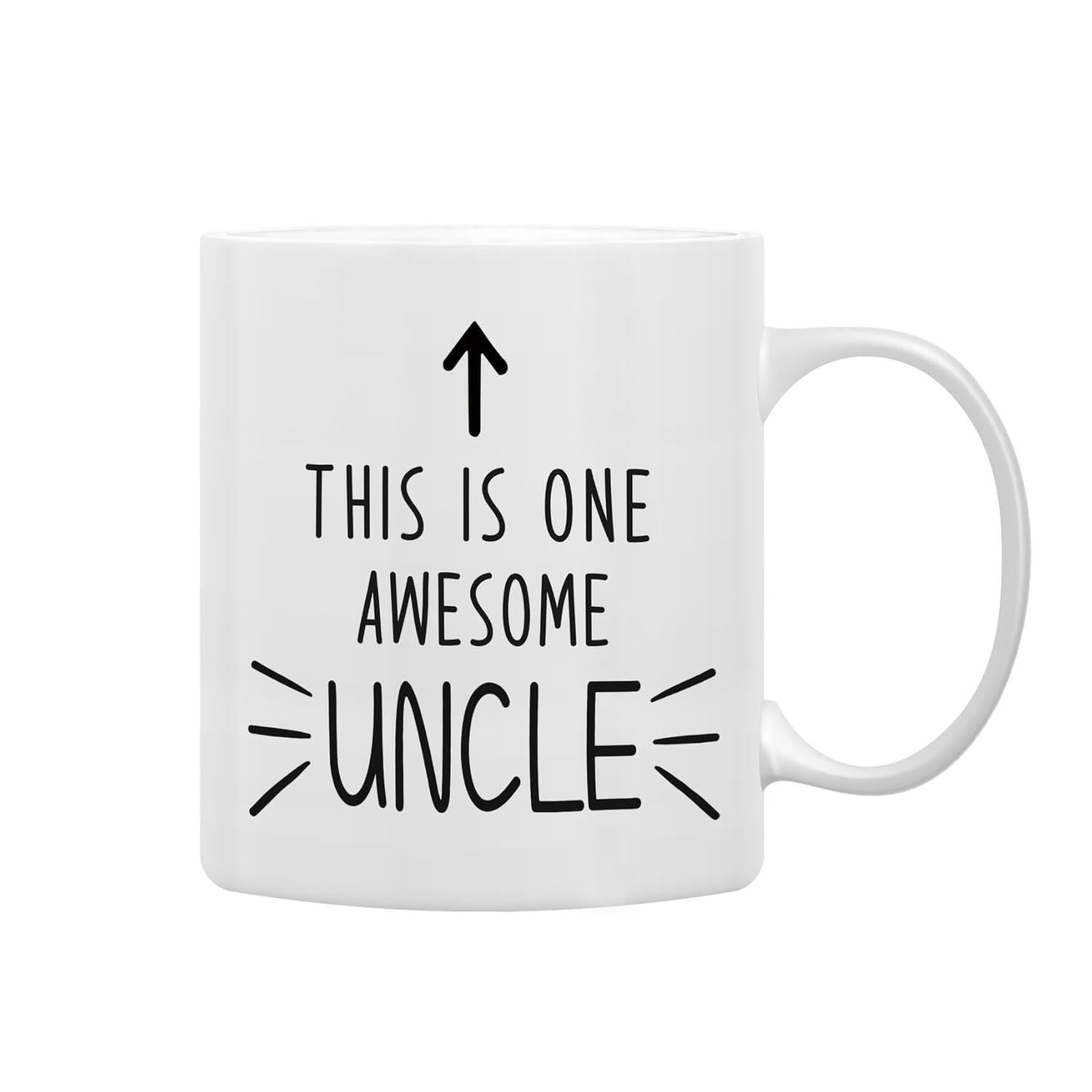 Tailorly White Ceramic 11 oz Mug - This Is One Awesome Uncle Minimalist With Symmetrical Linear Details And Arrow Mug