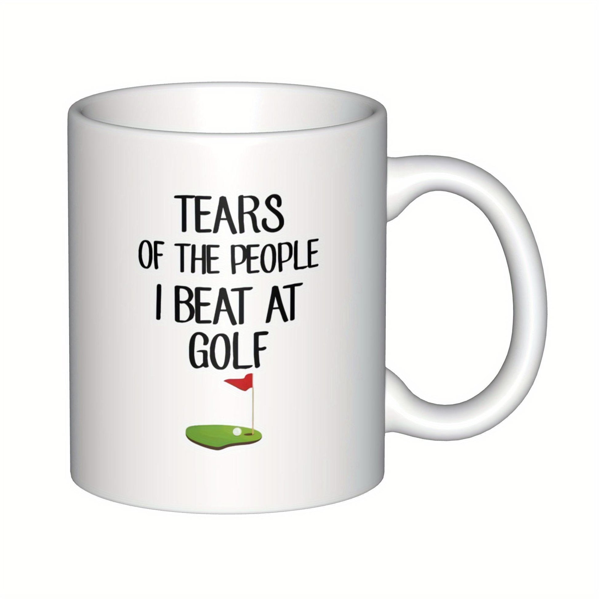 Tailorly White Ceramic 11 oz Mug - Tears Of The People I Beat At Golf Minimalist Sport Graphic Featuring Red Flag On Putting Green