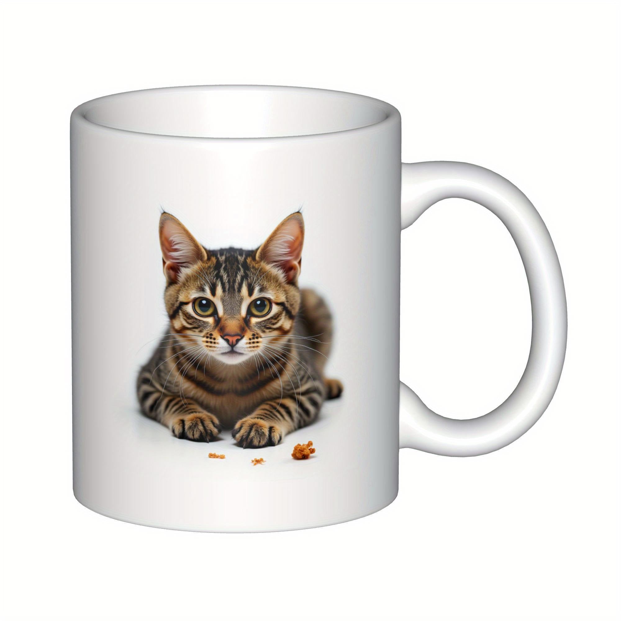 Tailorly White Ceramic 11 oz Mug - Realistic Brown Tabby With Detailed Stripes Resting In A Peaceful Pose Cat
