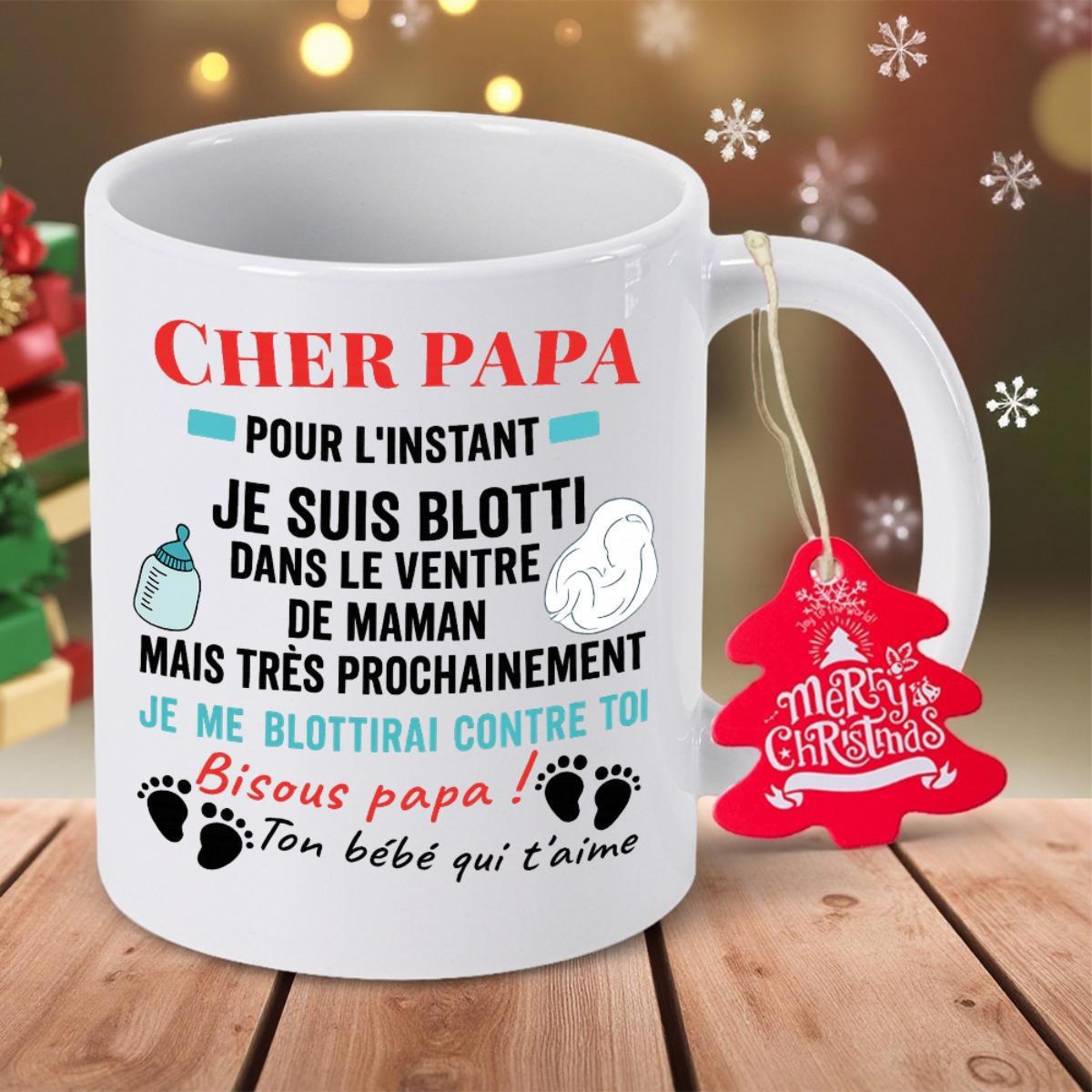 Tailorly White Ceramic 11 oz Mug - Merry Christmas White Ceramic Cup Featuring Small Baby Footprints And Sentimental Message Mug
