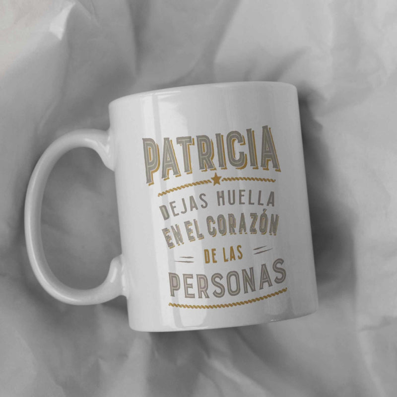 Tailorly White Ceramic 11 oz Mug - Patricia Clean With Simple Lettering And Star Mug