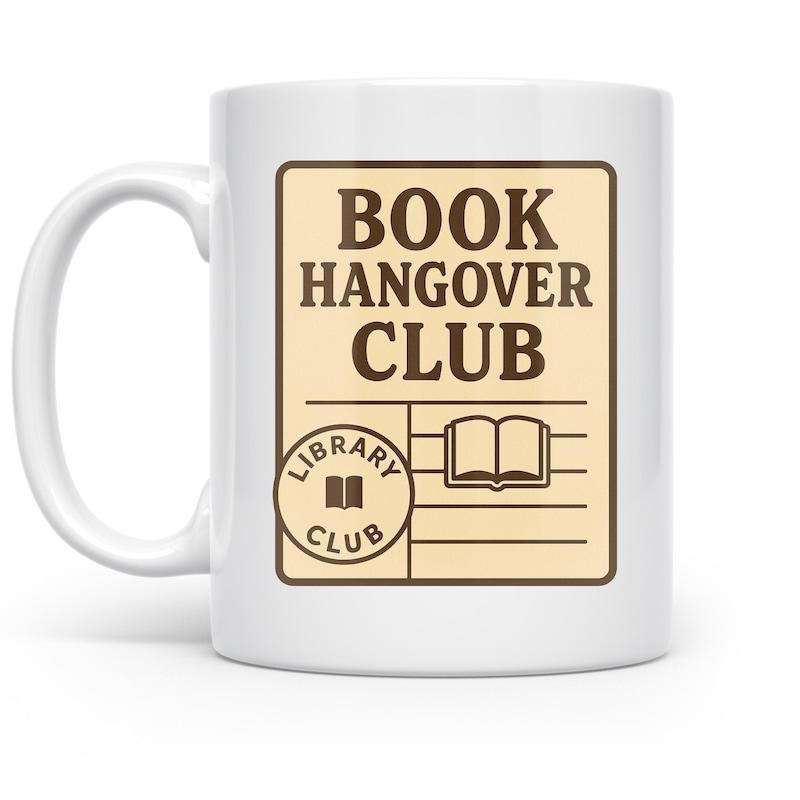 Tailorly White Ceramic 11 oz Mug - Book Hangover Club Library Club Classic Beige Vintage Library Checkout Due Date Style Pattern Card