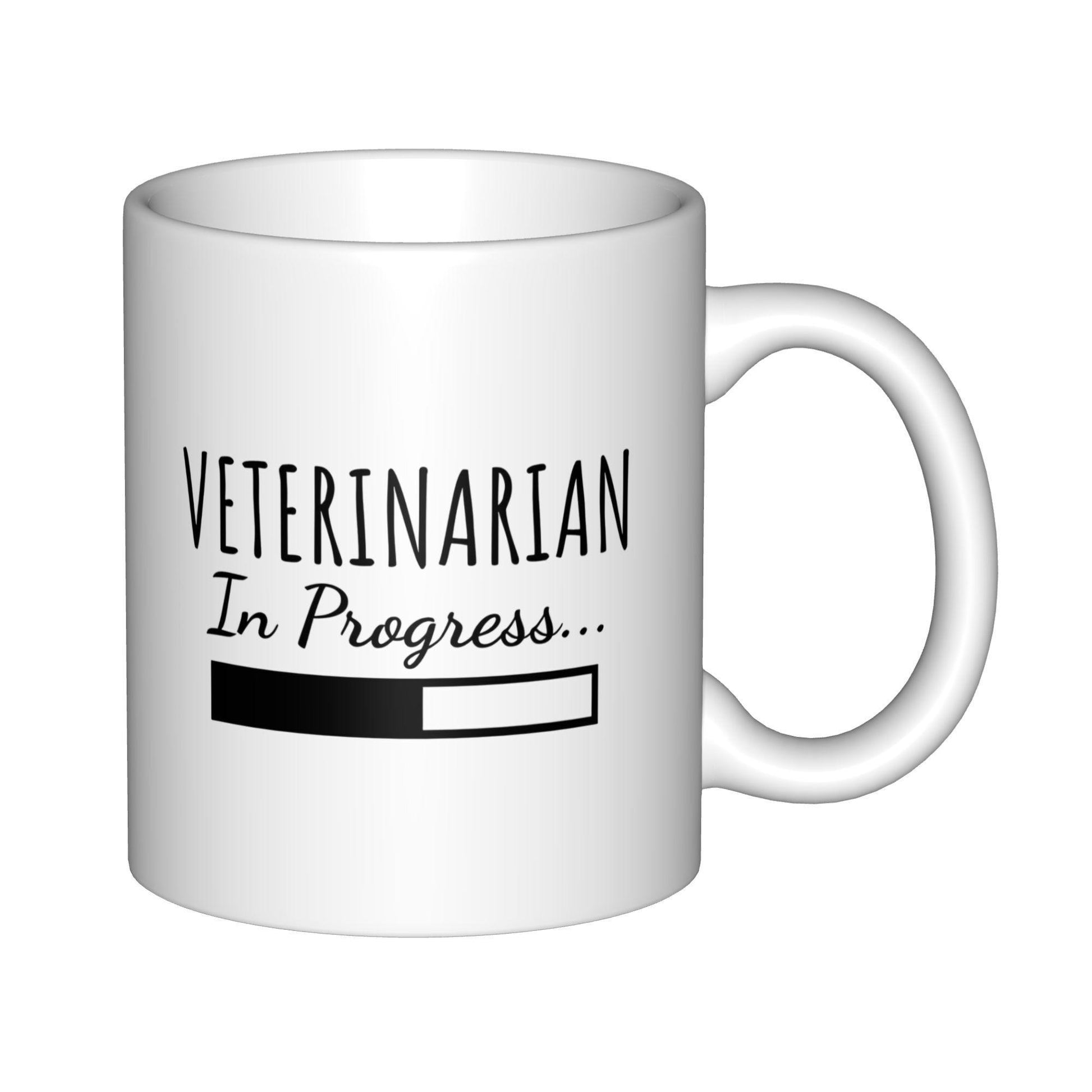 Tailorly White Ceramic 11 oz Mug - Veterinarian In Progress Minimalist Black And White Status Indicator Showing Progress Loading Bar