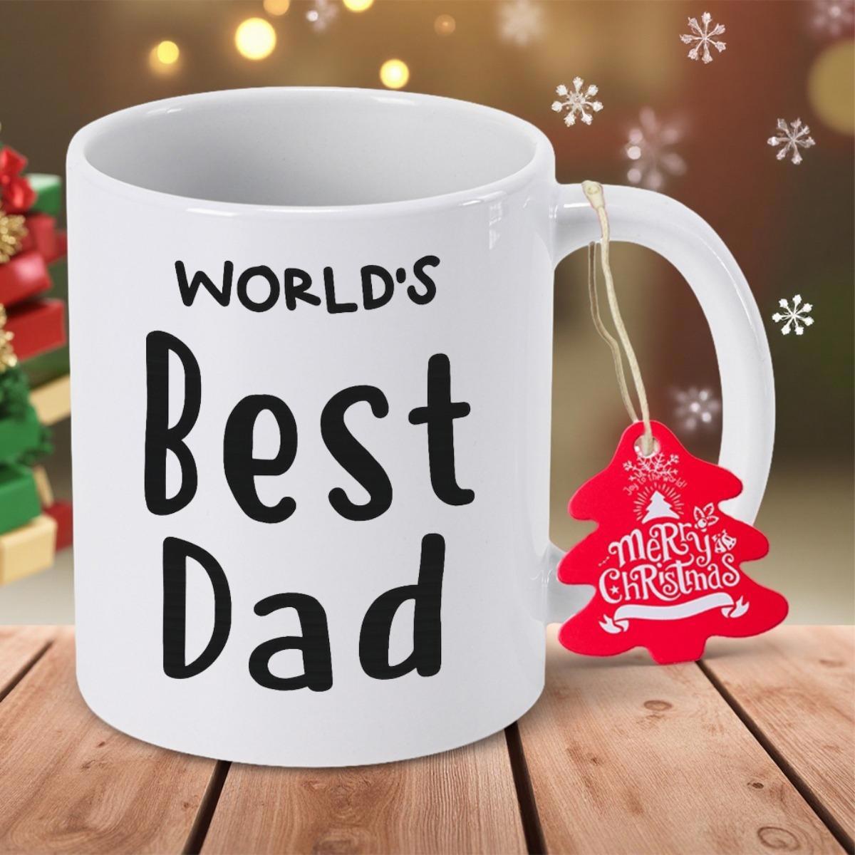 Tailorly White Ceramic 11 oz Mug - World's Best Dad Ceramic Drinkware With Bold Minimalist Black Hand Written Lettering Mug