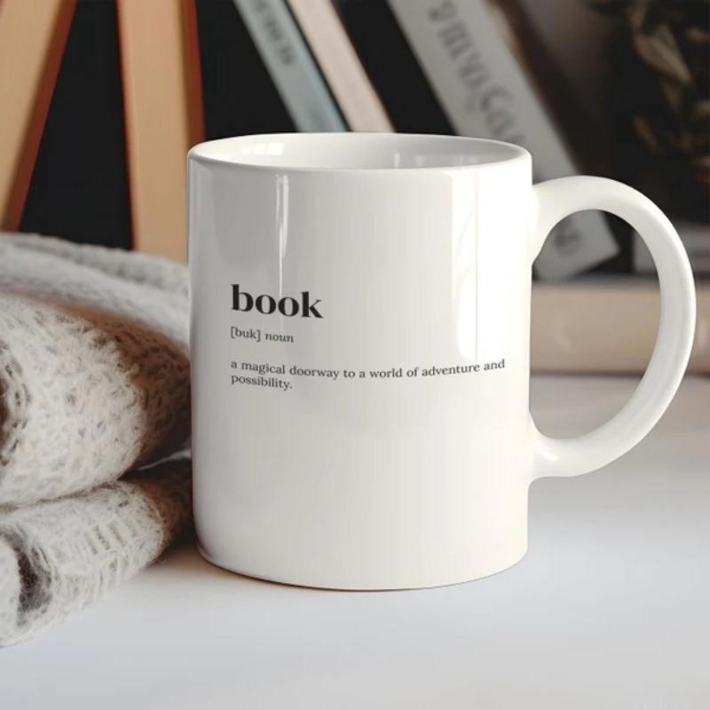 Tailorly White Ceramic 11 oz Mug - Book Minimalist Black Typography On A Smooth Polished Surface Ceramic Mug