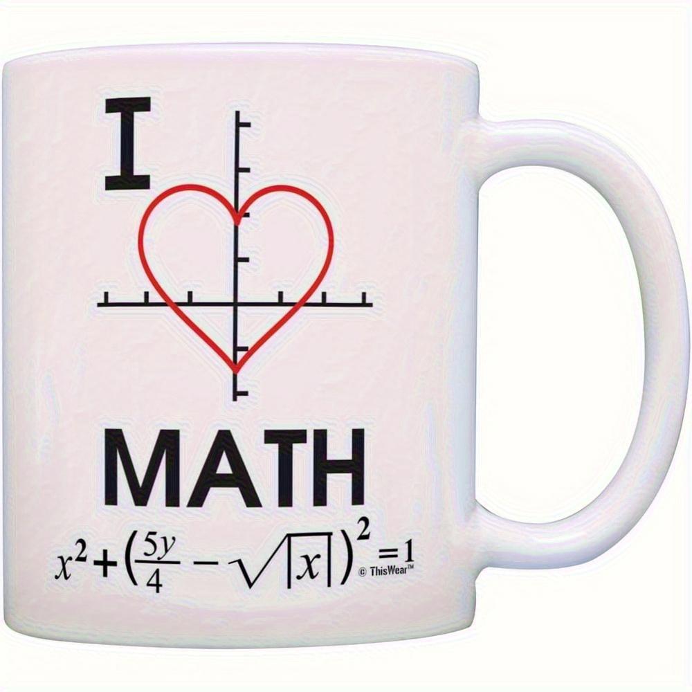 Tailorly White Ceramic 11 oz Mug - I Math Minimalist Black Lines Representing Coordinate Axes With A Red Plotted Heart Curve