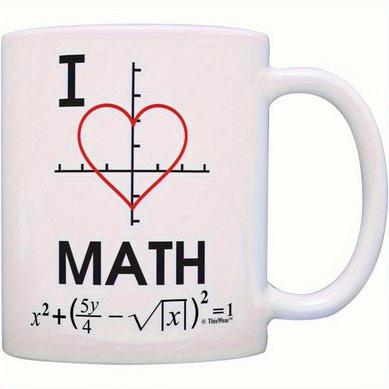 Tailorly White Ceramic 11 oz Mug - I Math Minimalist Black Lines Representing Coordinate Axes With A Red Plotted Heart Curve