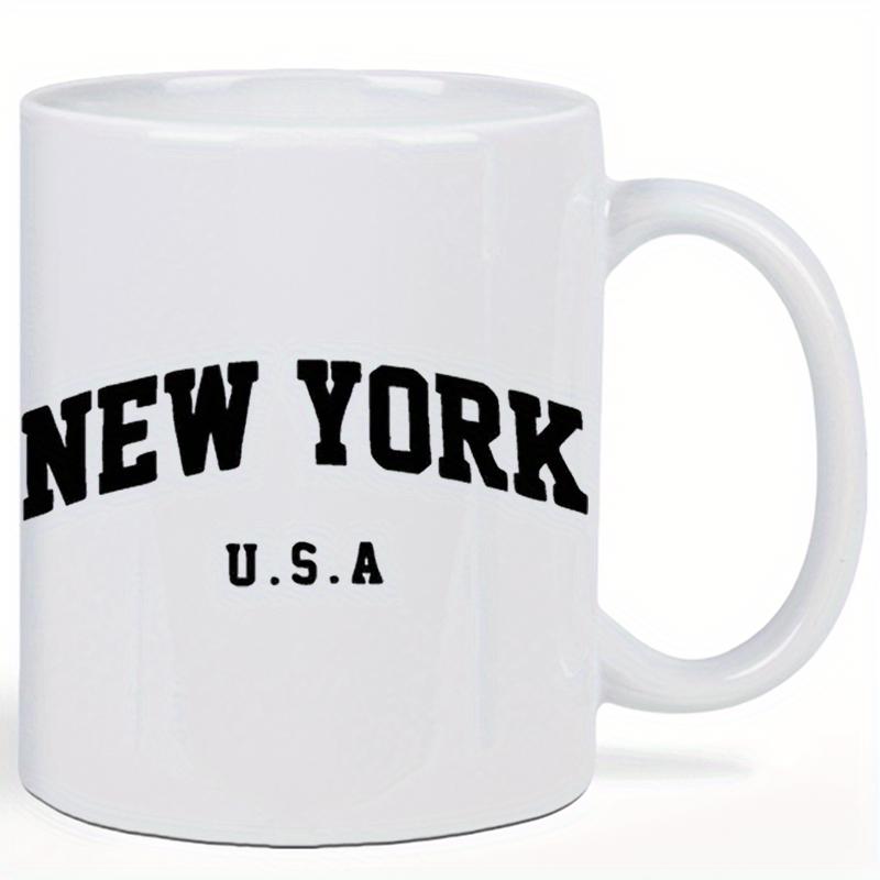 Tailorly White Ceramic 11 oz Mug - New York USA Bold Arched Collegiate Lettering On Polished Clean Surface Mug