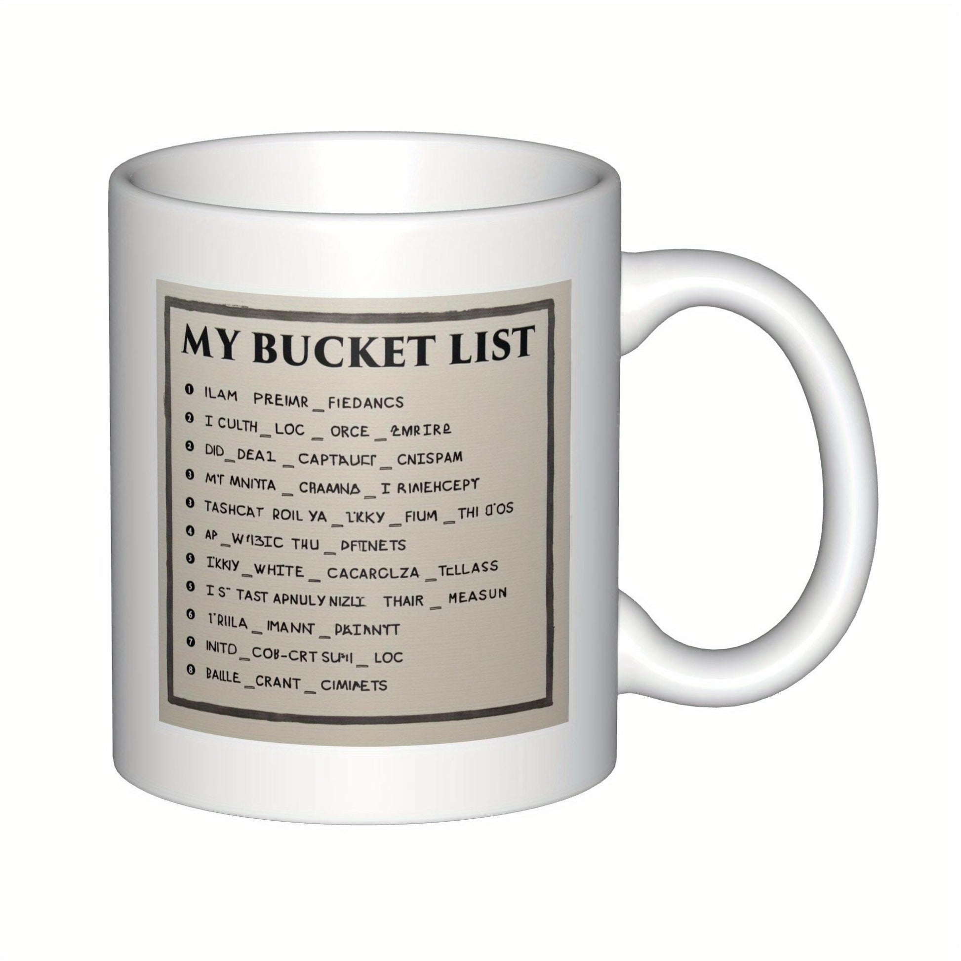 Tailorly White Ceramic 11 oz Mug - My Bucket List Minimalist Checklist Box Printed On Smooth