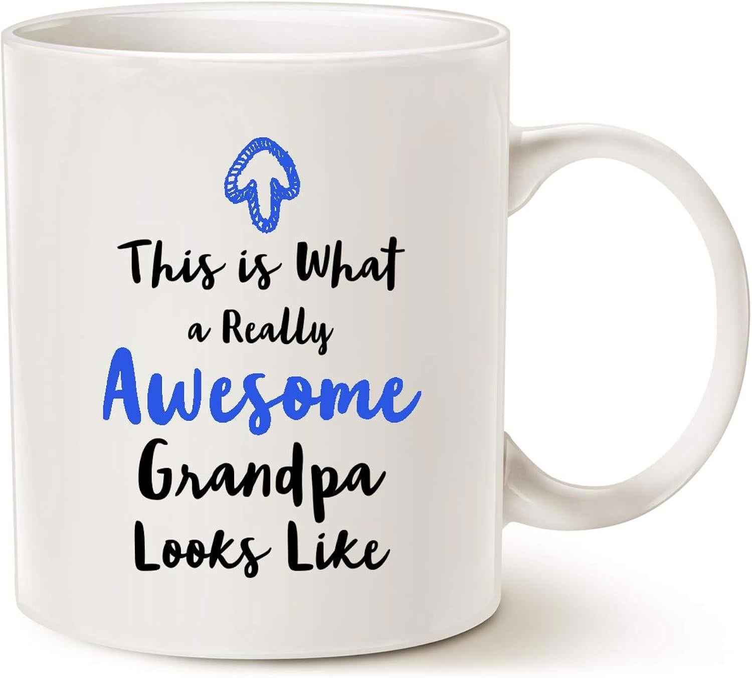 Tailorly White Ceramic 11 oz Mug - This Is What A Really Awesome Grandpa Looks Like Minimalist White Ceramic With Handwritten Style Script And Blue Arrow Mug