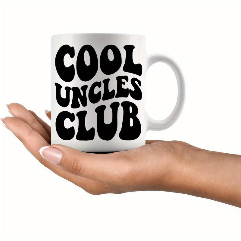 Tailorly White Ceramic 11 oz Mug - Cool Uncles Club Retro Wavy Bold Black Text On