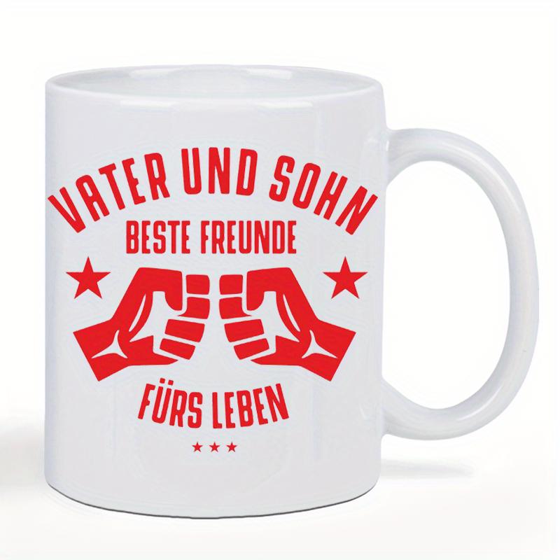 Tailorly White Ceramic 11 oz Mug - Two Red Stylized Fists Bumping Together Surrounded By Classic Symmetrical Stars Fists