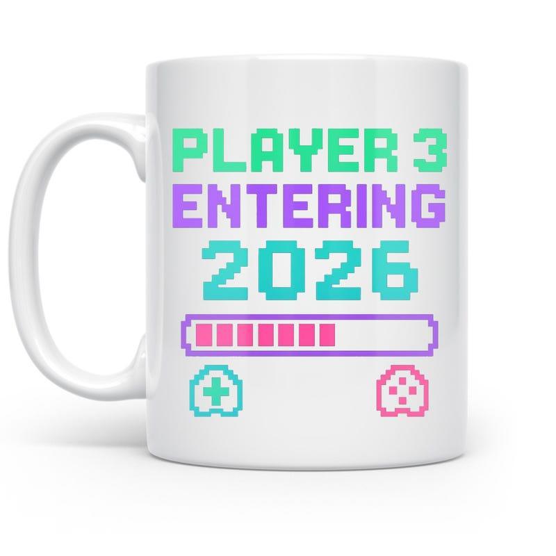 Tailorly White Ceramic 11 oz Mug - Player 3 Entering 2026 Colorful Pixelated Loading Bar With Retro Style Gaming Icons And Display Controller