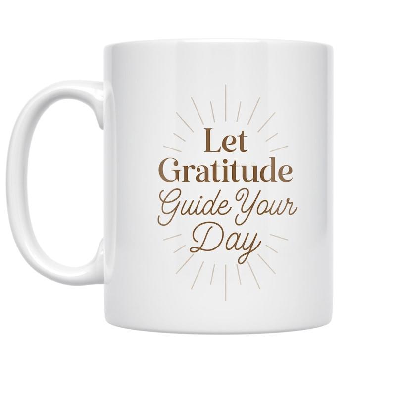 Tailorly White Ceramic 11 oz Mug - Let Gratitude Guide Your Day Elegant Thin Radiating Lines Forming A Radiant Symmetrical Sunburst