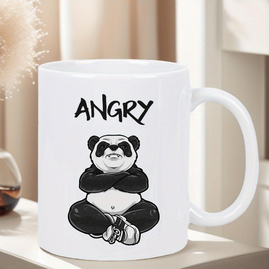 Tailorly White Ceramic 11 oz Mug - Angry Grumpy Character With Crossed Arms Wearing Little White Sneakers Panda