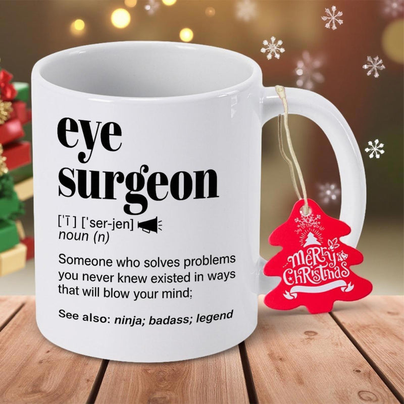 Tailorly White Ceramic 11 oz Mug - Eye Surgeon Someone Who Solves Problems Professional White Ceramic Vessel Featuring Minimalist Definition Typography Mug