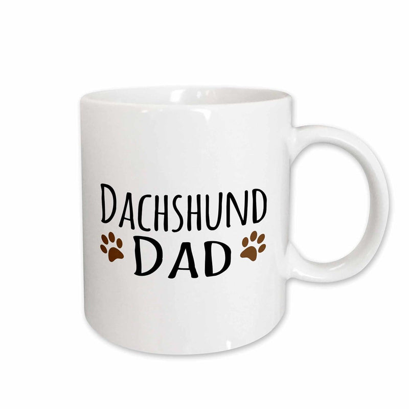 Tailorly White Ceramic 11 oz Mug - Dachshund Dad Minimalist Text Style With Cute Small Brown Paw Prints Mug