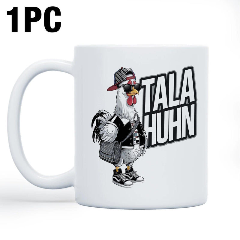 Tailorly White Ceramic 11 oz Mug - Cool Urban Style Rooster Wearing Sunglasses And A Baseball Cap Chicken