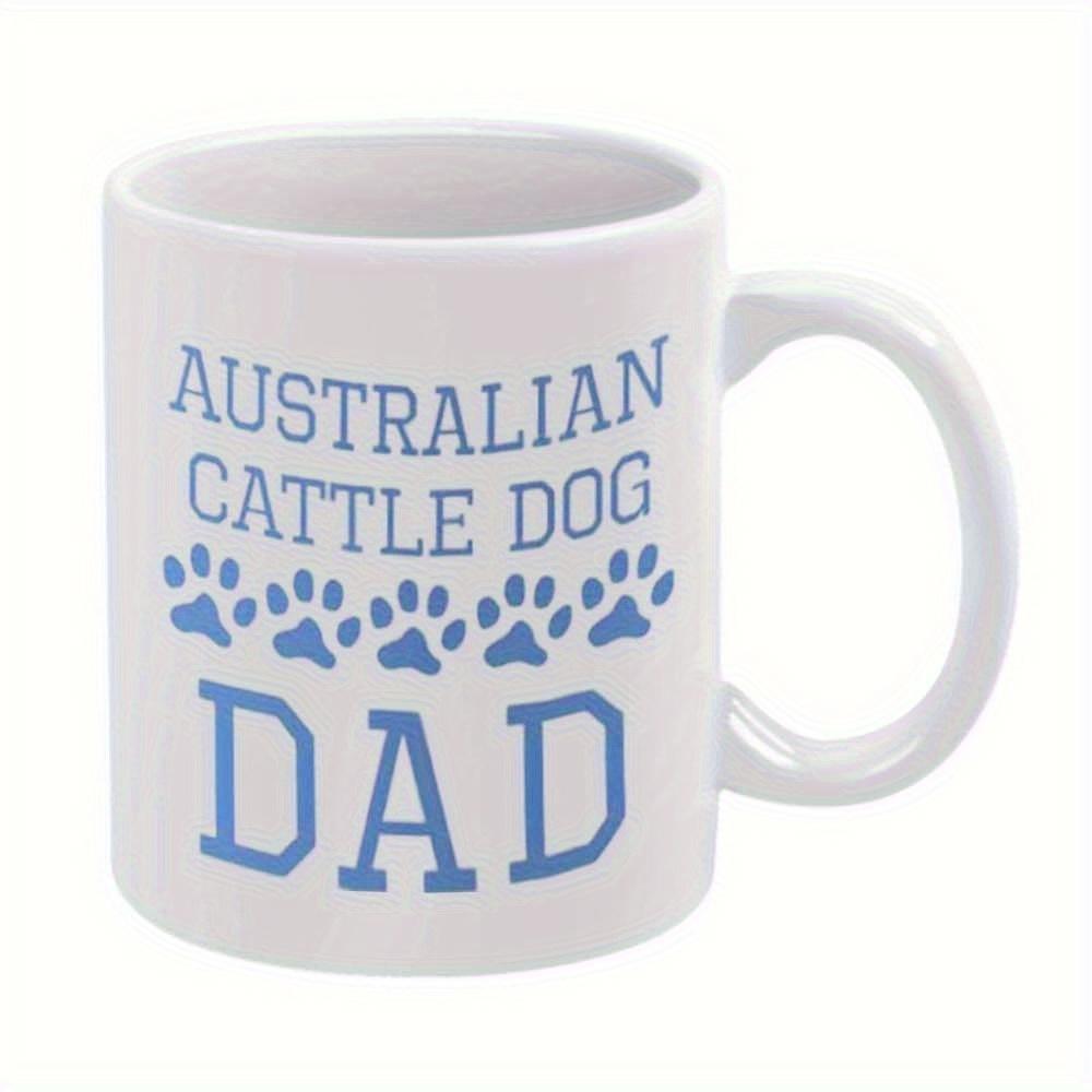 Tailorly White Ceramic 11 oz Mug - Australian Cattle Dog Dad Simple Blue Paw Prints Arranged In A Straight Horizontal Line Mug
