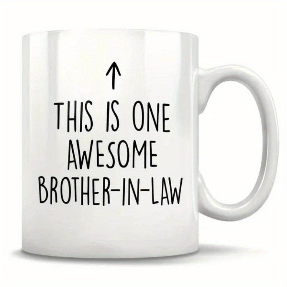 Tailorly White Ceramic 11 oz Mug - This Is One Awesome Brother In Law Minimalist Upward Pointing Directional Symbol On A Clean White Background Arrow