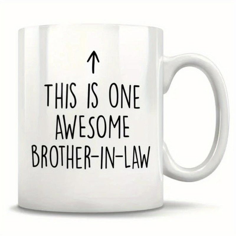 Tailorly White Ceramic 11 oz Mug - This Is One Awesome Brother In Law Minimalist Upward Pointing Directional Symbol On A Clean White Background Arrow
