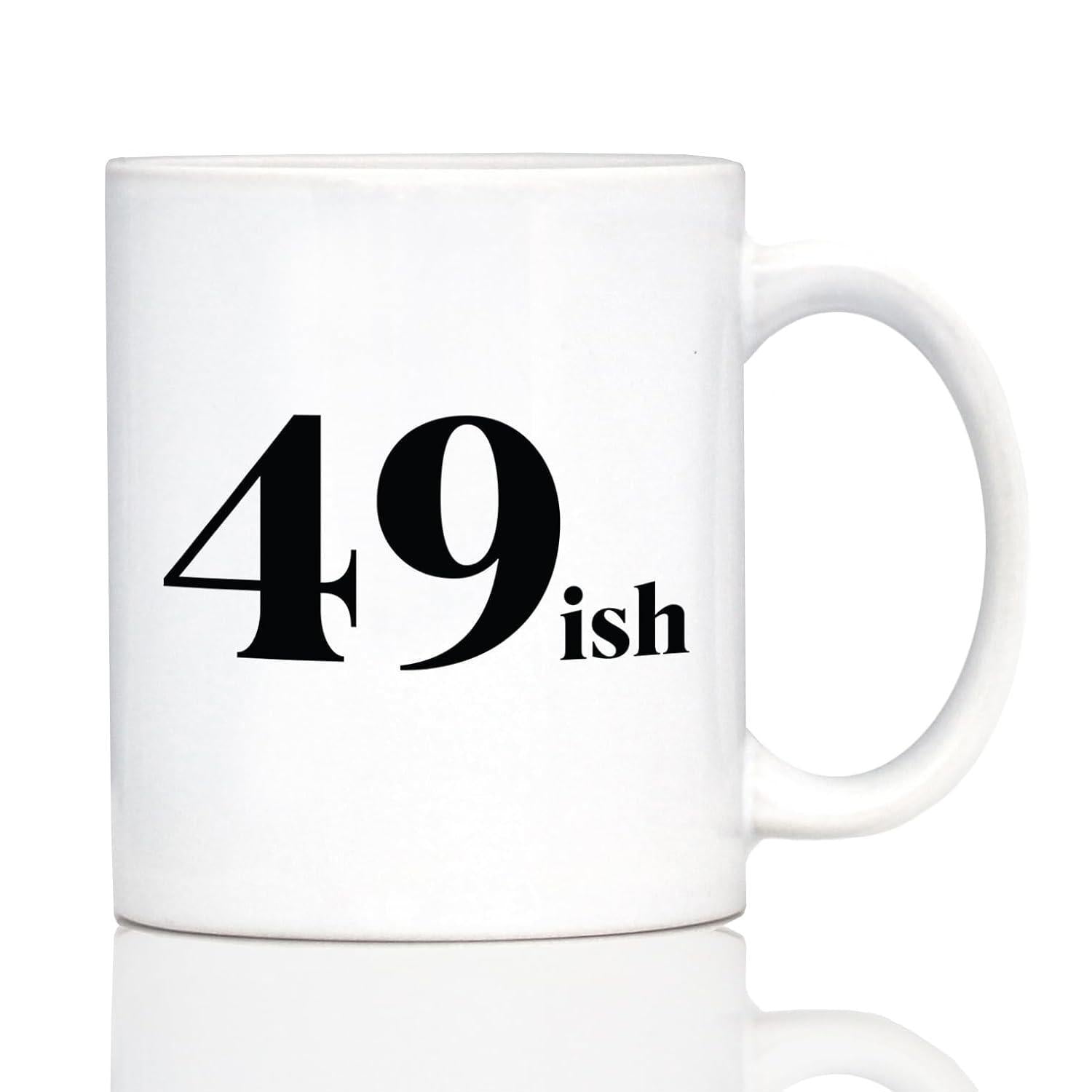 Tailorly White Ceramic 11 oz Mug - 49ish Simple With Bold Black Serif Font Mug