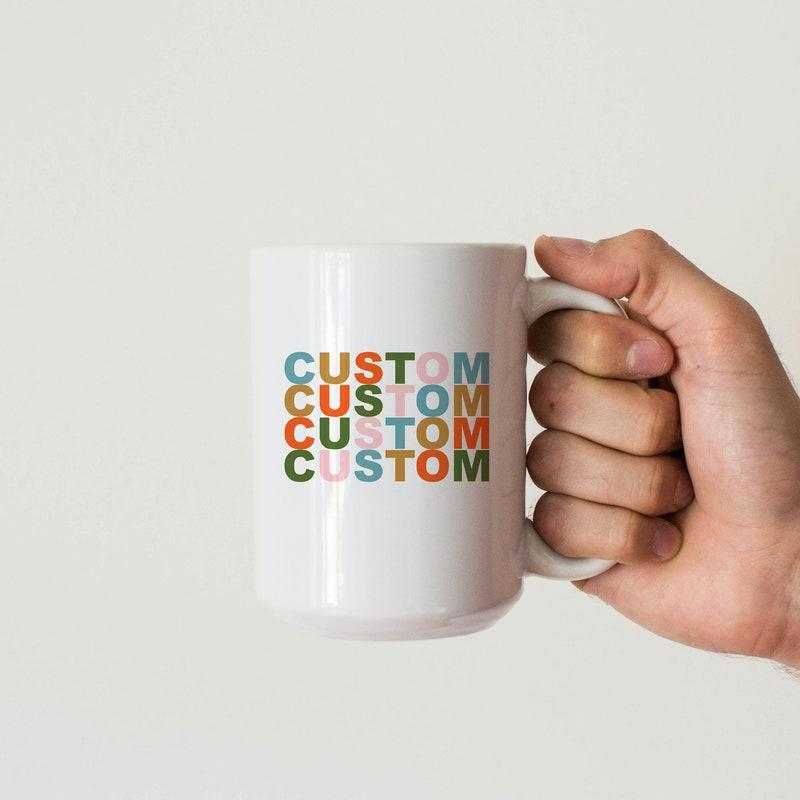 Tailorly White Ceramic 11 oz Mug - Custom Minimalist Retro Typography Displayed In Vibrant Vintage Colors On Smooth Ceramic Mug