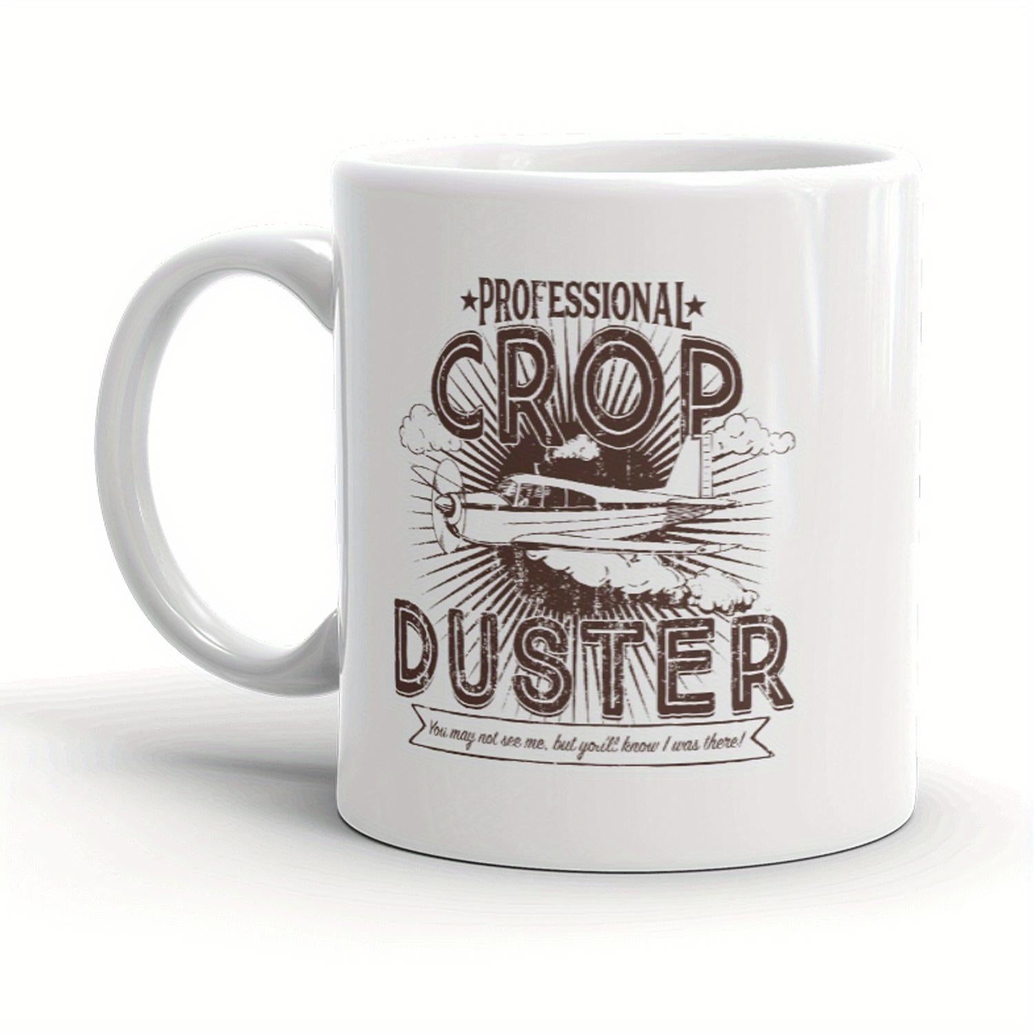 Tailorly White Ceramic 11 oz Mug - Professional Crop Duster Vintage Propeller Plane Flying Through Clouds Under Radiant Sunburst Rays Airplane