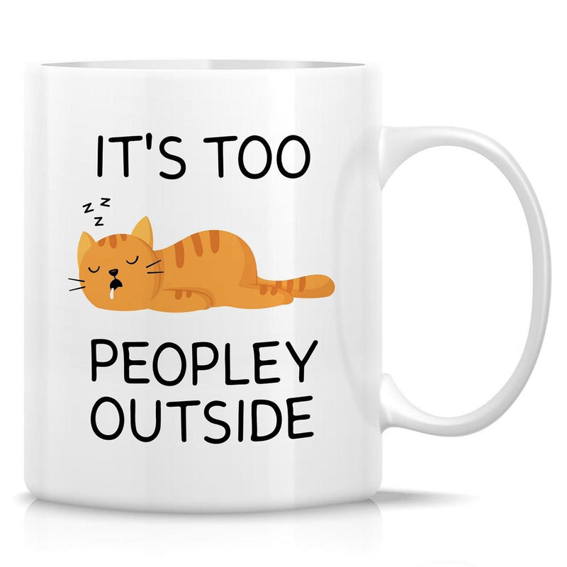 Tailorly White Ceramic 11 oz Mug - Its Too Peopley Outside Peaceful Sleeping Orange Tabby With Little Snoring Marks Cat