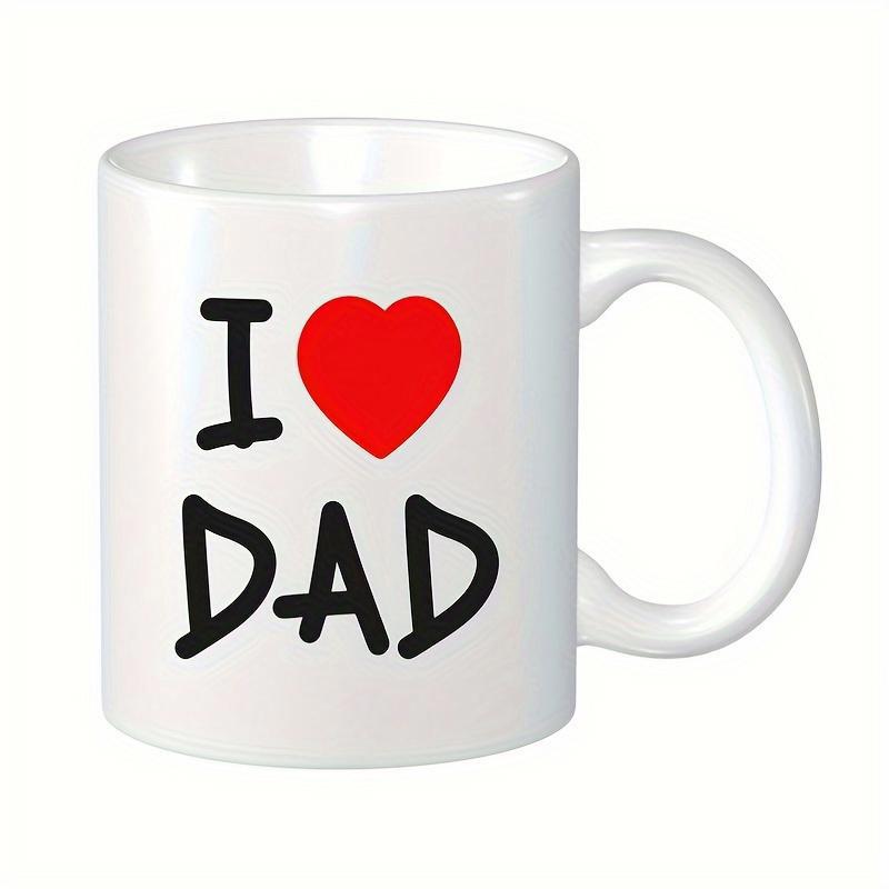 Tailorly White Ceramic 11 oz Mug - I Love Dad Minimalist Design With A Bright Red Heart And Bold Black Letters Heart